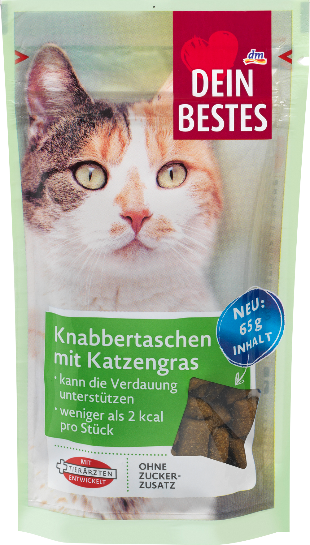 الحيوانات الأليفة من Dein Bestes — Katzenleckerli Knabbertaschen mit Katzengras