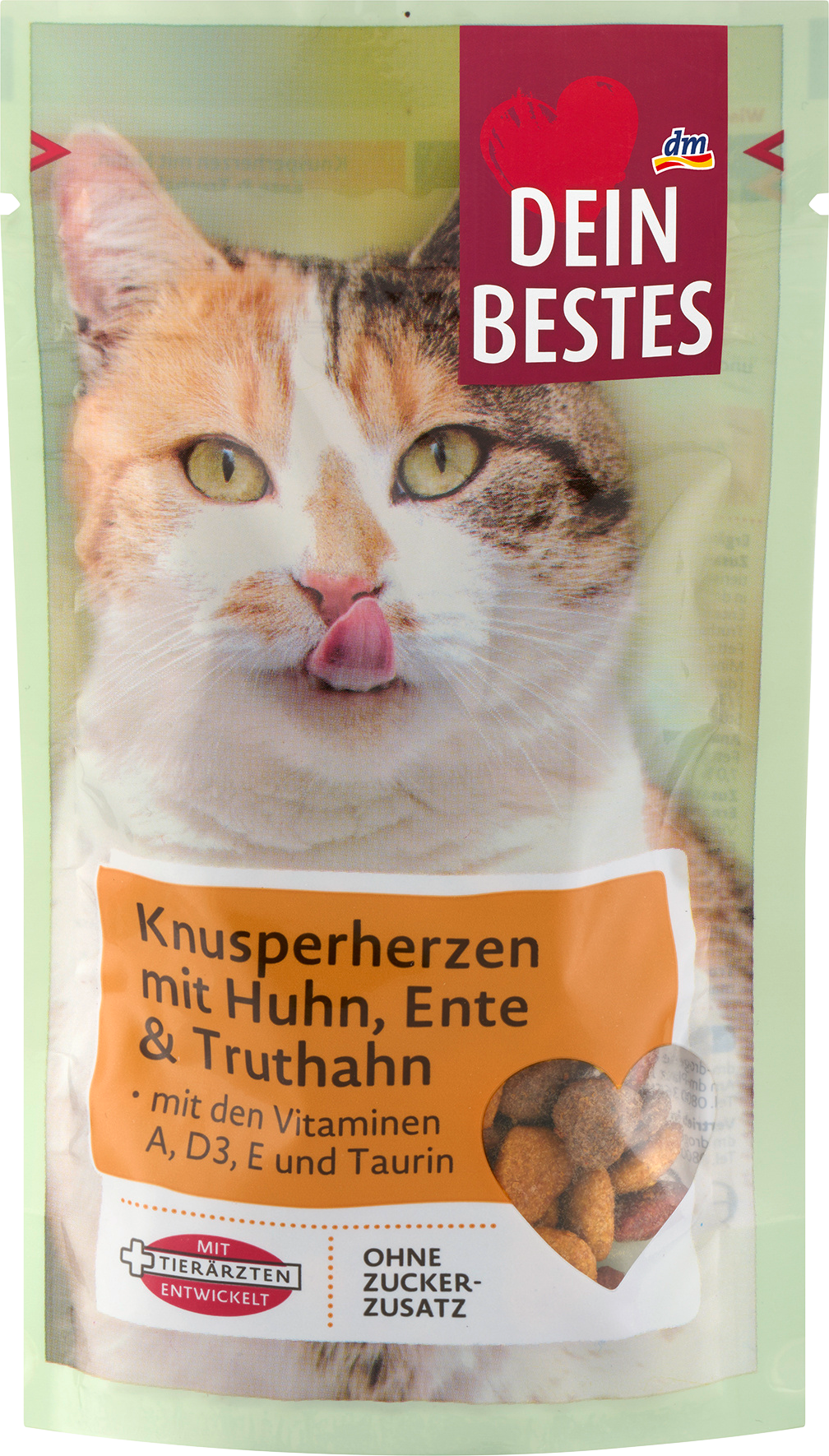 الحيوانات الأليفة من Dein Bestes — Katzenleckerli, Knusperherzen mit Huhn, Ente & Truthahn