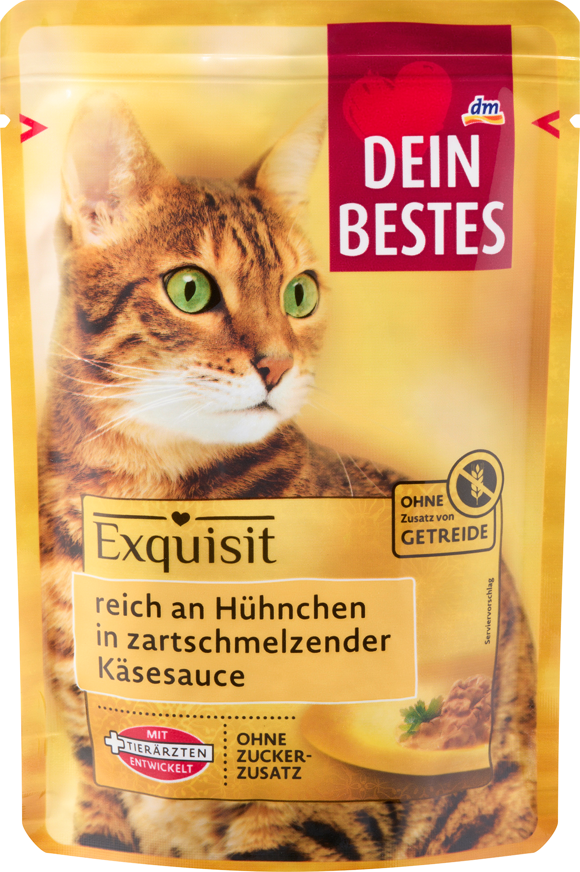 الحيوانات الأليفة من Dein Bestes — Nassfutter Katze, reich an Hühnchen in Käsesauce, Exquisit