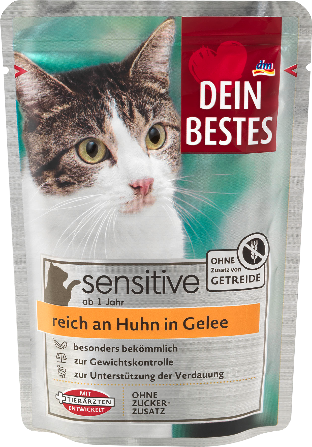 الحيوانات الأليفة من Dein Bestes — Nassfutter Katze reich an Huhn, sensitive