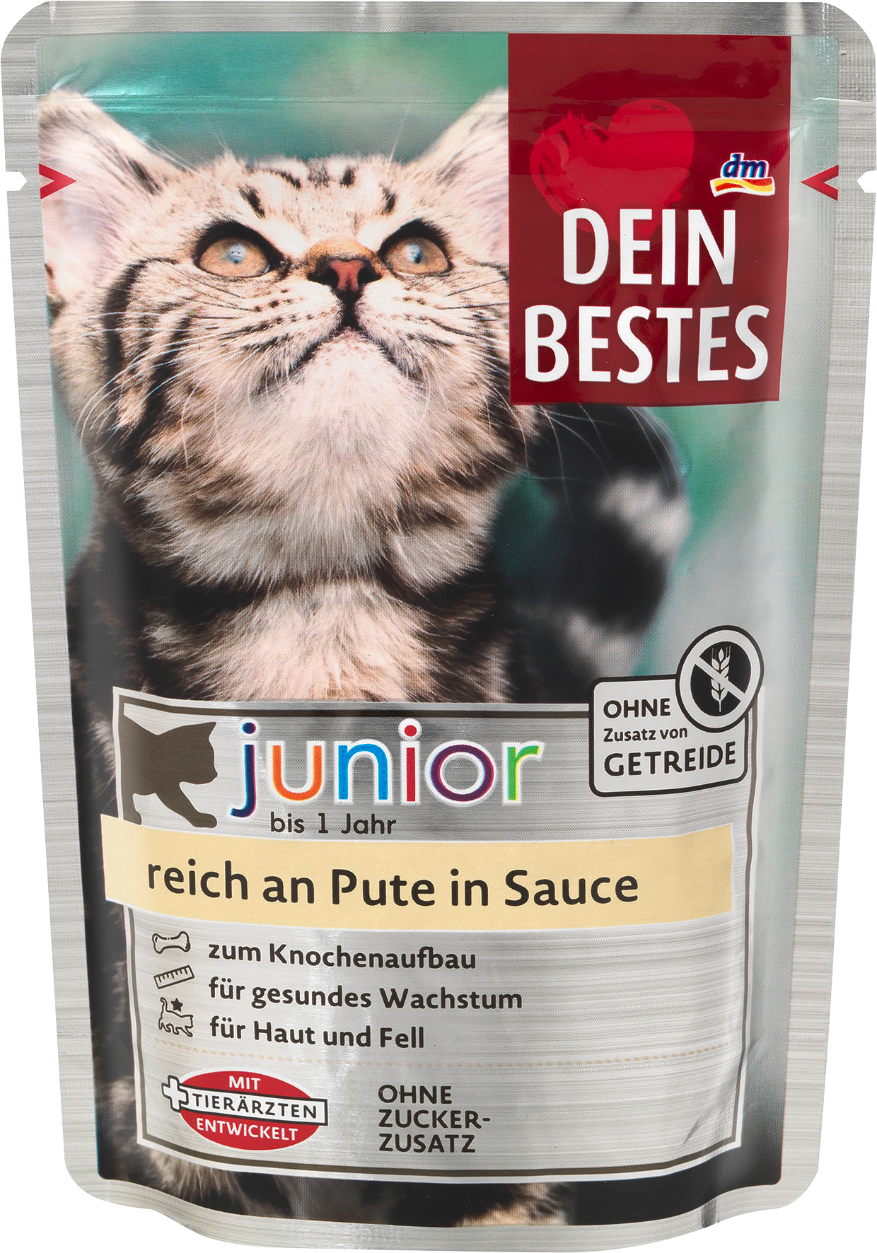 الحيوانات الأليفة من Dein Bestes — Nassfutter Katze Kitten reich an Pute in Sauce, Junior