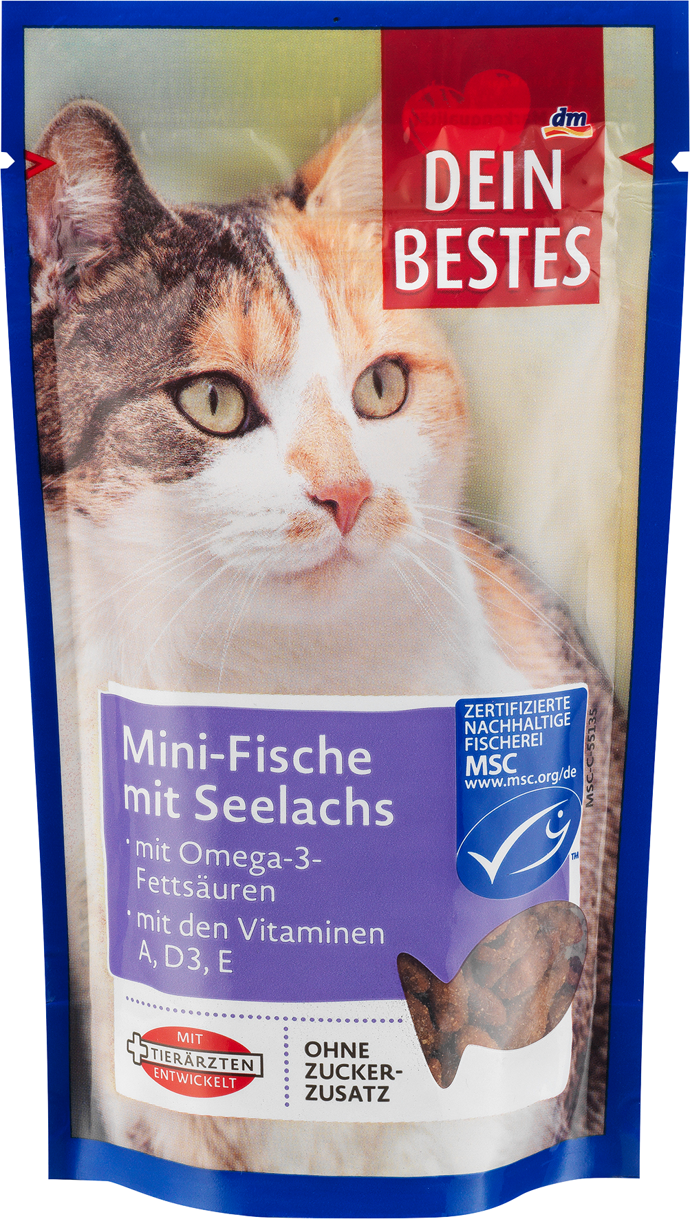 الحيوانات الأليفة من Dein Bestes — Katzenleckerli Mini-Fische mit Seelachs & Omega-3-Fettsäuren