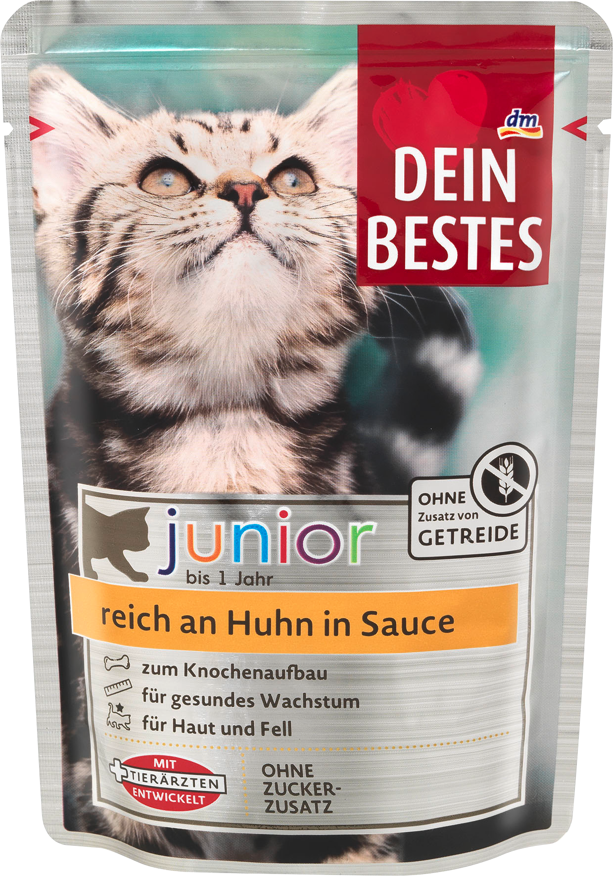 الحيوانات الأليفة من Dein Bestes — Nassfutter Katze Kitten reich an Huhn in Sauce, Junior