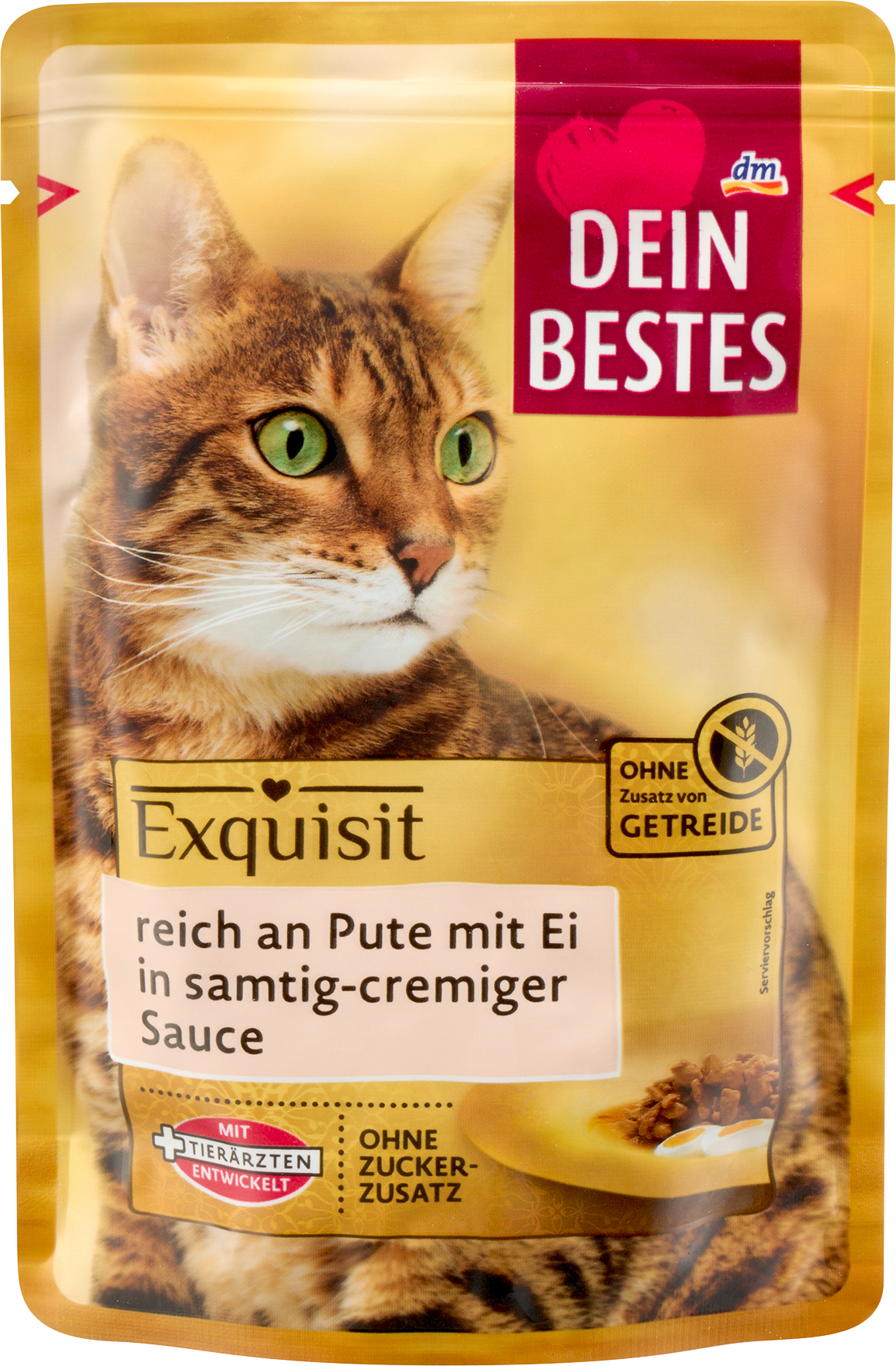 الحيوانات الأليفة من Dein Bestes — Nassfutter Katze, reich an Pute mit Ei in Sauce, Exquisit