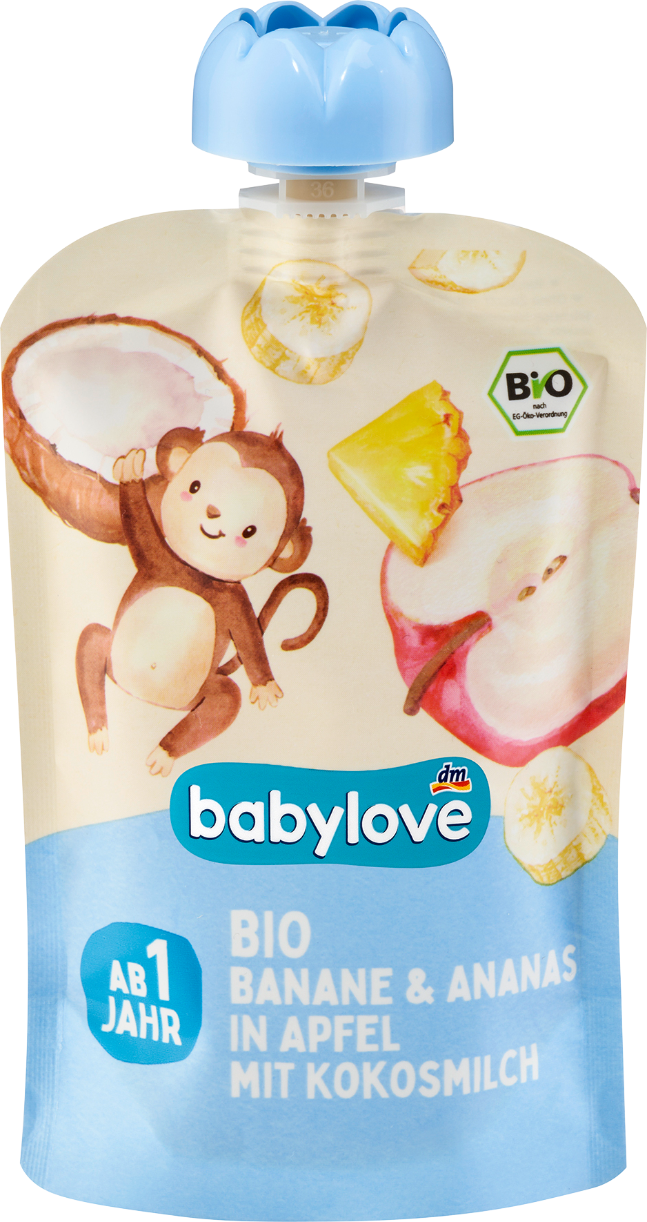 الأطفال والرضع من babylove — Quetschie Banane & Ananas in Apfel mit Kokosmilch ab 1 Jahr
