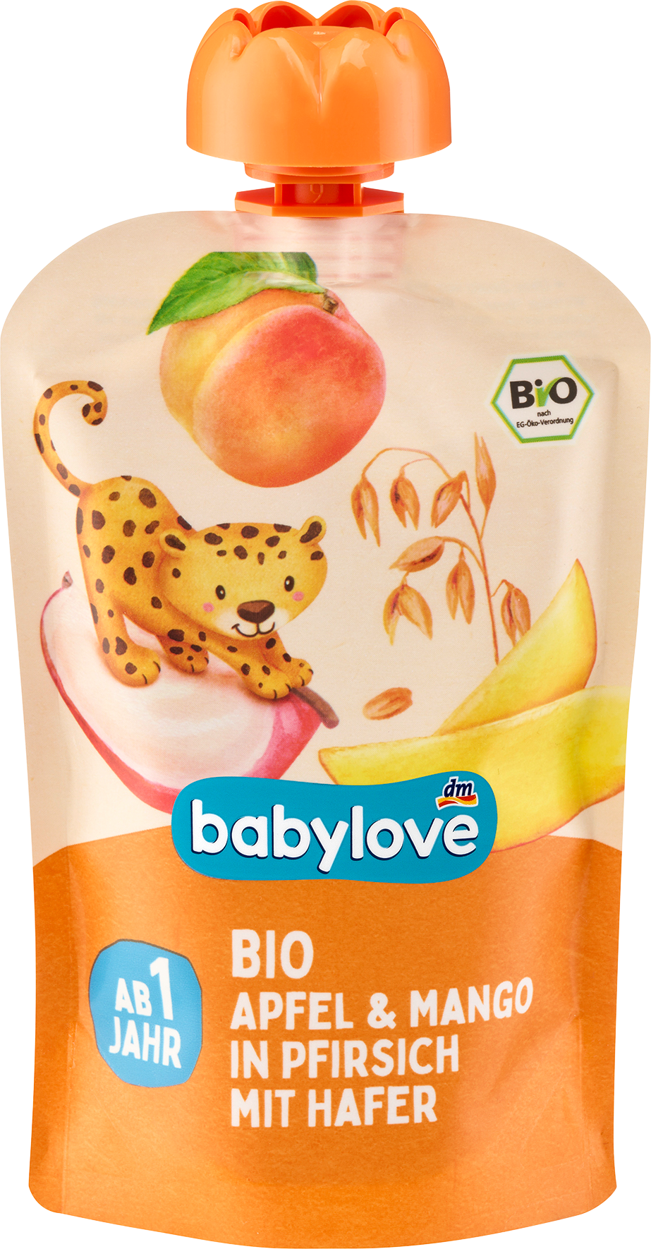 الأطفال والرضع من babylove — Quetschie Apfel & Mango in Pfirsich mit Hafer ab 1 Jahr