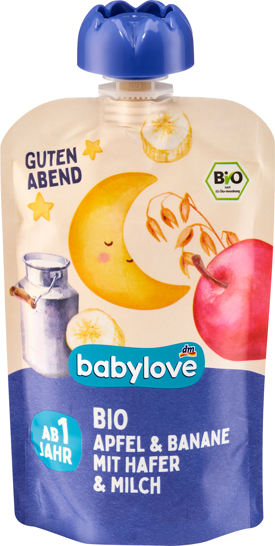 الأطفال والرضع من babylove — Quetschie Guten Abend Apfel & Banane mit Hafer & Milch ab 1 Jahr