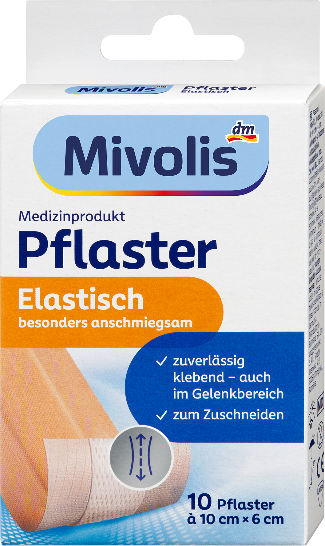 الصحة والعافية من Mivolis — Pflaster Elastisch 10 cm x 6 cm, 10 Stück, 1 m